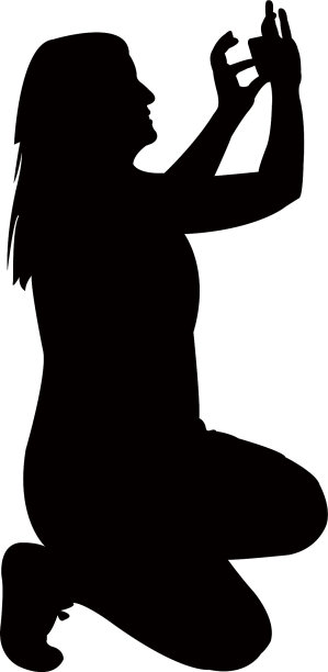 女孩自拍剪影向量图片下载