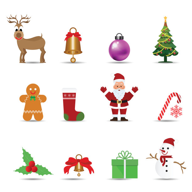 一套圣诞装饰装饰品。图片下载