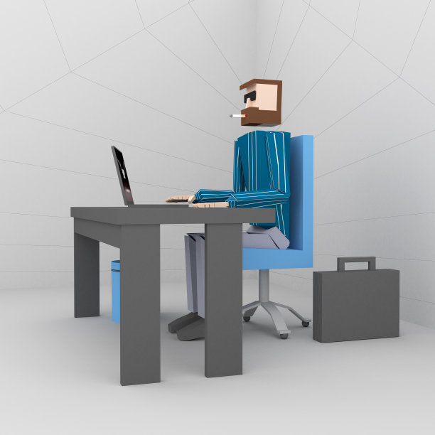 经理使用笔记本电脑办公3d渲染图片下载