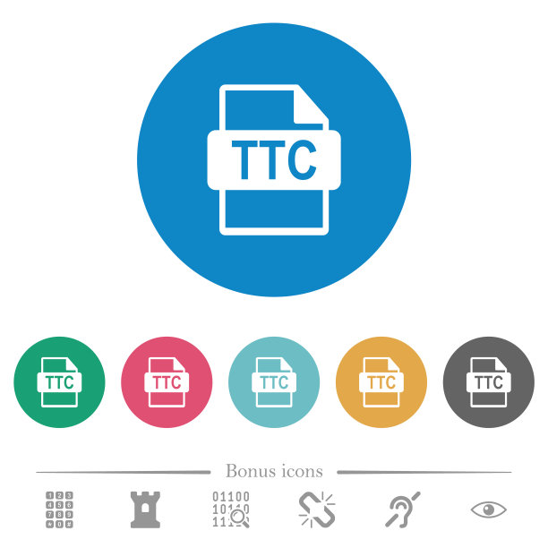 TTC文件格式扁平圆形图标图片下载