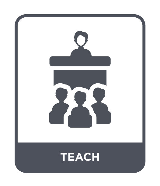 教图标矢量在白色背景，教时尚填充图标从教育集合图片下载