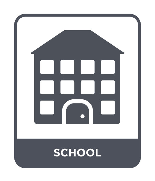 学校图标矢量在白色的背景，学校时尚填充图标从教育集合图片下载