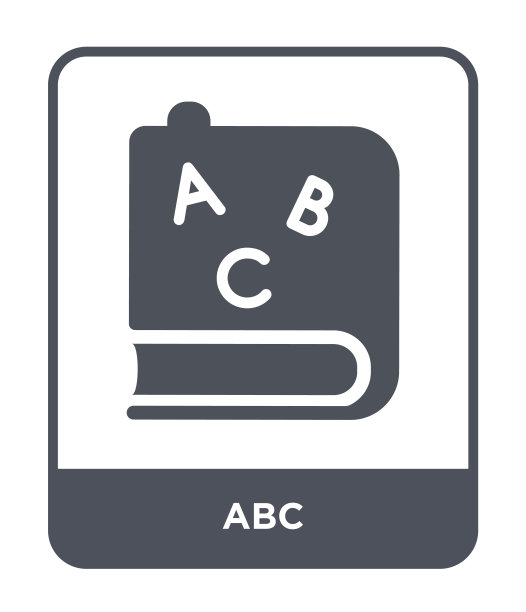 白色背景上的ABC图标矢量图，教育系列中的ABC时尚填充图标图片下载