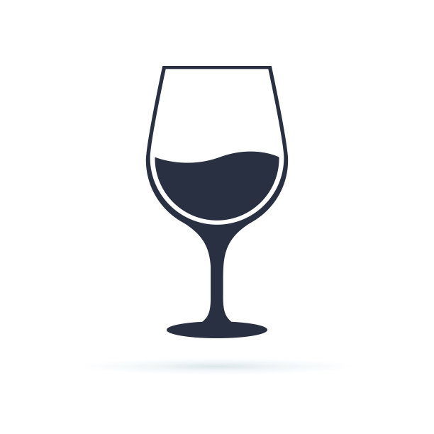 酒杯图标矢量图：白色背景上的黑色线性酒杯图片下载