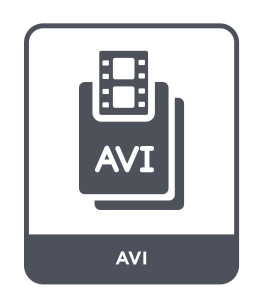 白色背景上的AVI图标矢量，文件类型集合中的AVI时尚填充图标图片下载