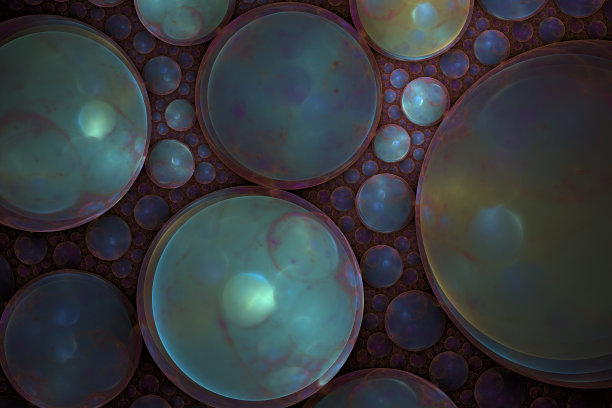 逼真的水泡沫，肥皂泡。凉爽的深海和水花。图片下载