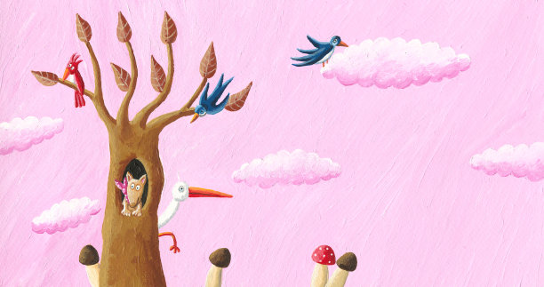 秋天的景色，松鼠和鸟儿图片下载