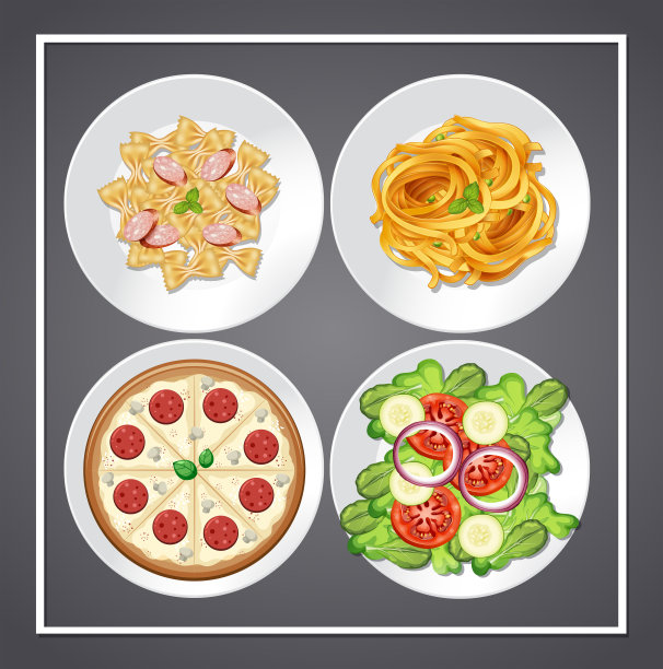 盘子上的一套食物图片下载