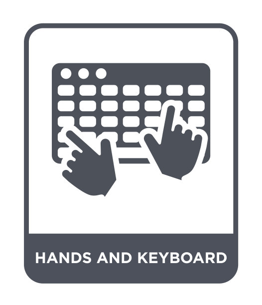 手和键盘图标向量上的白色背景，手和键盘时尚填充图标从手和手势收集图片下载