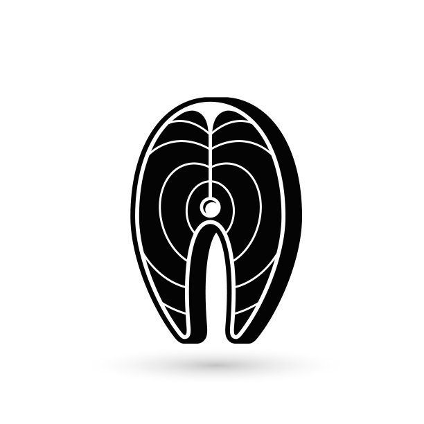 鱼排图标。鲑鱼，金枪鱼，Pangasius牛排。矢量黑色切割块鱼孤立在白色背景图片下载