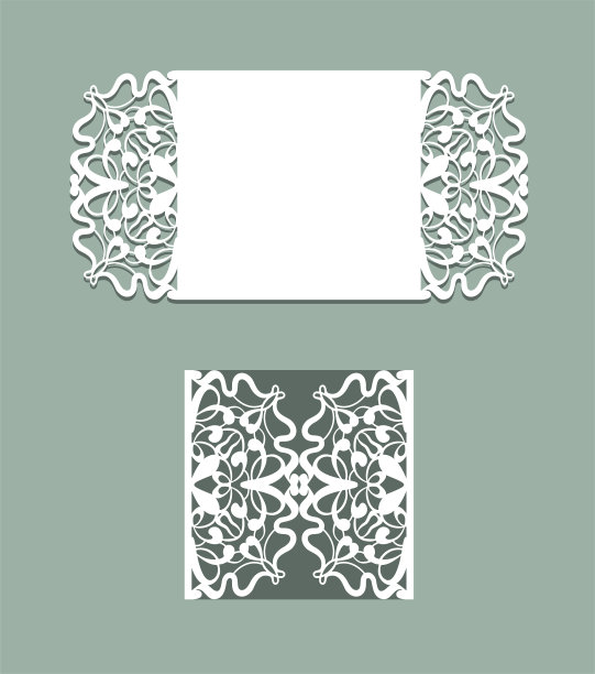 激光切割面板设计。花卉设计墙面装饰。矢量模板切割。邀请卡。图片下载