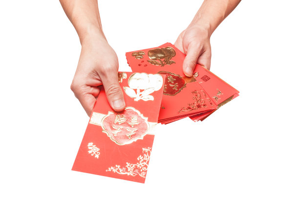 成堆的中国新年红包，寓意“好运”素材图片