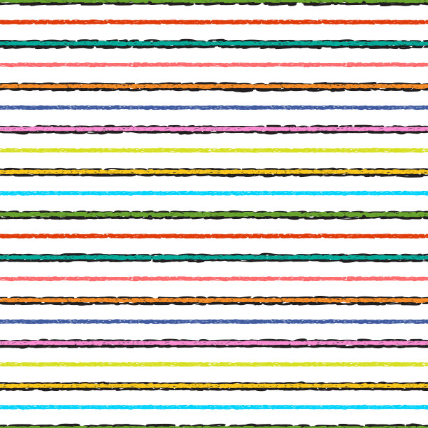 彩色条纹衬衫背景。无缝矢量模式与手绘涂鸦水平多色条纹重复瓷砖图片下载