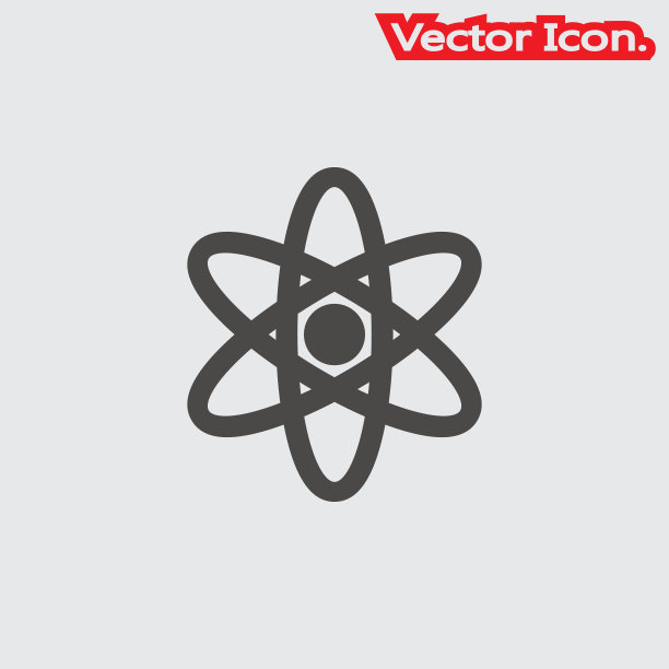 Atom图标孤立符号符号和平面风格的应用程序，web和数字设计。素材图片