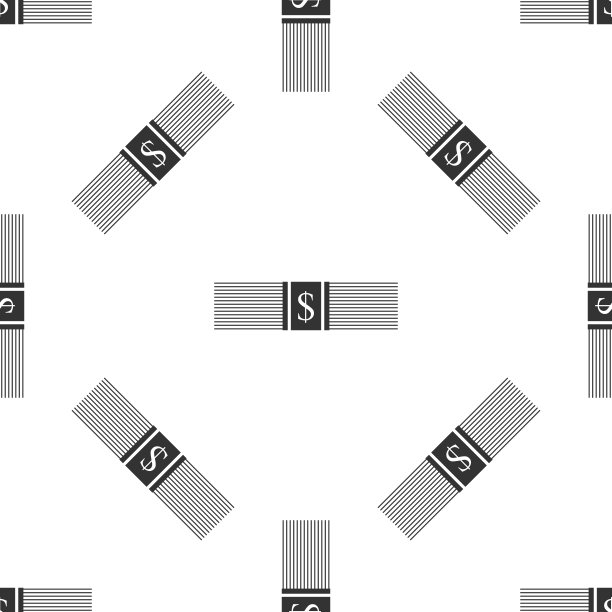 纸币上的美钞钞票图标无缝图案上的白色背景。钞票上有美元的图标。比尔的货币。平面设计。矢量图图片下载