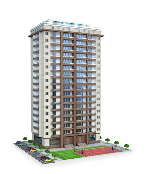 多层住宅楼。三维演示图片下载