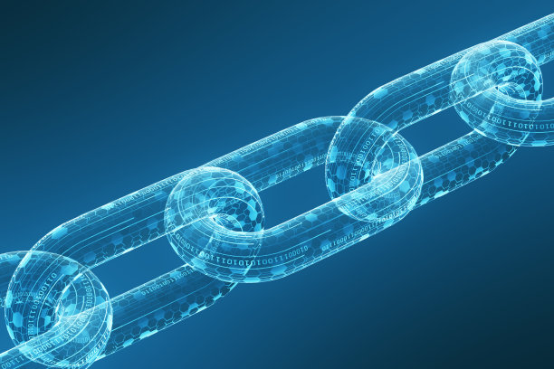 在蓝色背景下由数字代码构成的区块链。加密货币和挖矿比特币的概念。安全业务。三维渲染图片下载