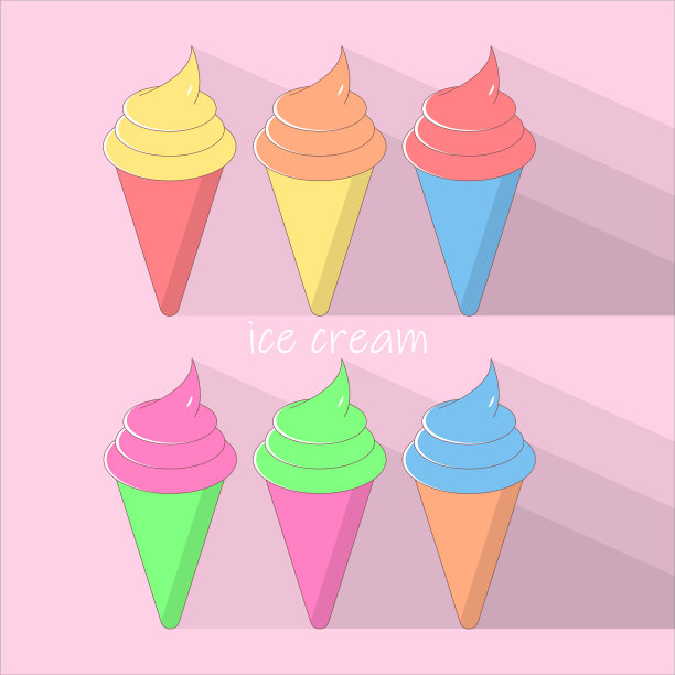 冰淇淋设置漂亮的彩色图标六个选项图片下载