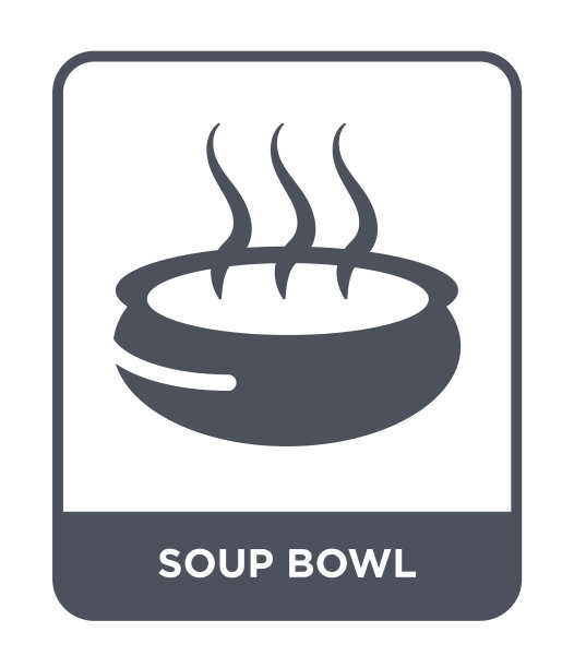 汤碗图标向量上的白色背景，汤碗时尚填充图标从厨房集合图片下载