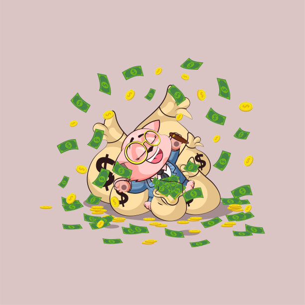 小猫穿着西装躺在钱袋上图片下载