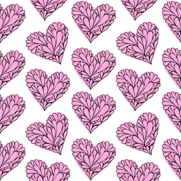 无缝心形图案，情人节装饰图片下载