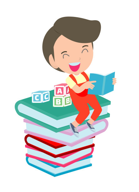 可爱的孩子读的书，可爱的孩子读的书，快乐的孩子同时读的书，矢量插图在白色的背景图片下载
