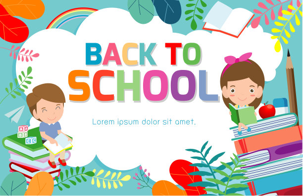 回到学校横幅背景。欢迎回到学校，儿童读物，可爱的学校孩子。教育理念，广告宣传册模板，您的文字，矢量插图图片下载