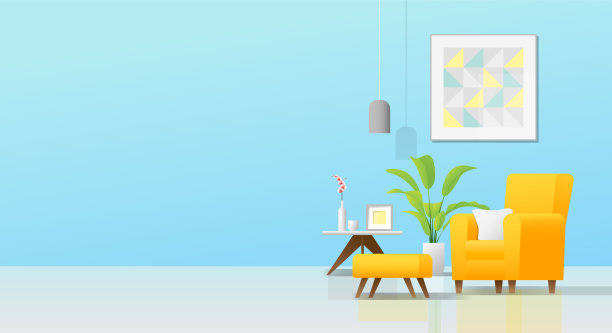 室内背景与舒适的彩色客厅，矢量，插图图片下载