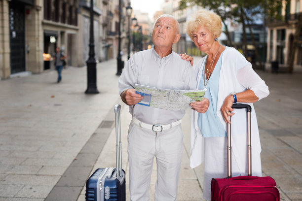 提着箱子参观欧洲城市景点的游客图片下载