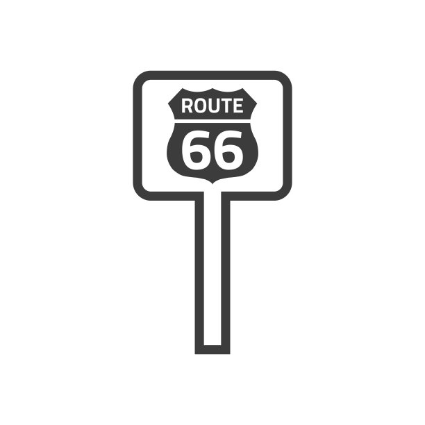 白色背景上的66号公路标志。图片下载