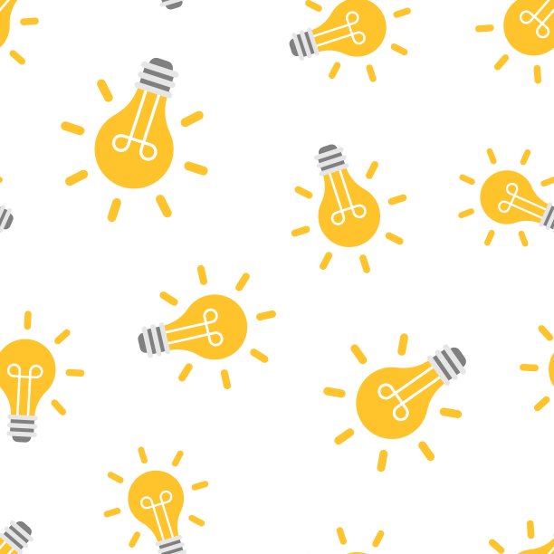 灯泡图标无缝模式背景。灯泡矢量图。灯的概念符号图案。图片下载