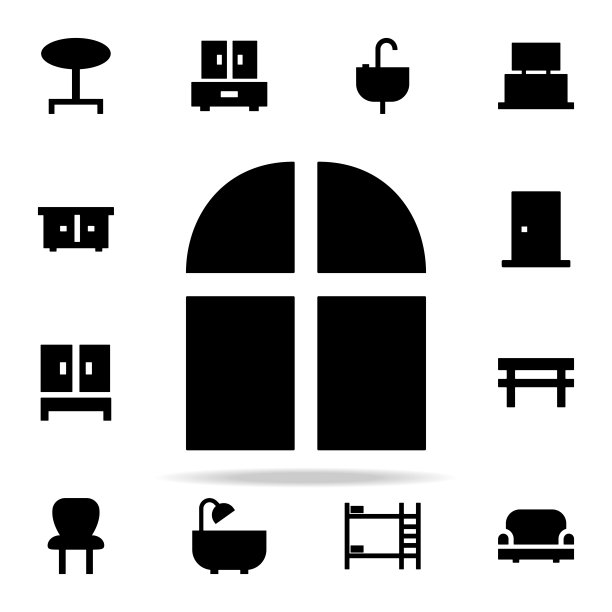 窗口字形图标。家具图标普遍设置为网络和移动图片下载