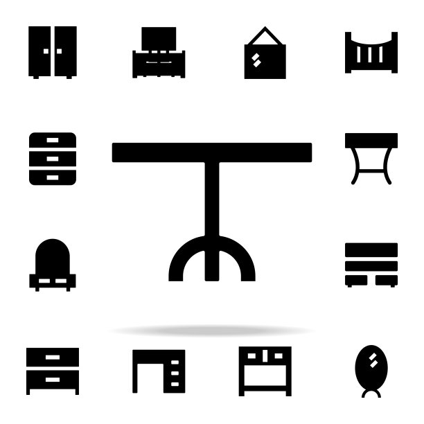 圆桌字形图标。家具图标普遍设置为网络和移动图片下载