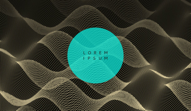波浪网格背景的旗帜，传单，书封面，海报。动态效果。三维抽象矢量插图与点。图片下载