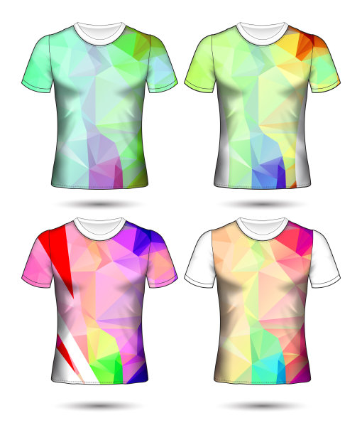 t恤模板抽象几何集合不同颜色多边形马赛克图片下载