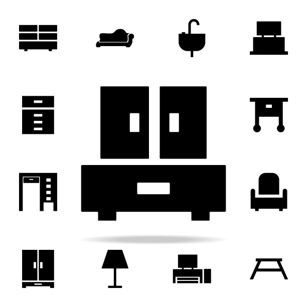 梳妆台字形图标。家具图标普遍设置为网络和移动图片下载