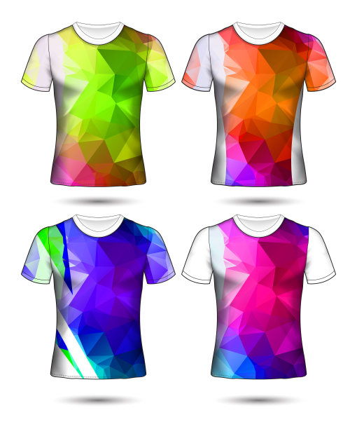 t恤模板抽象几何集合不同颜色多边形马赛克图片下载