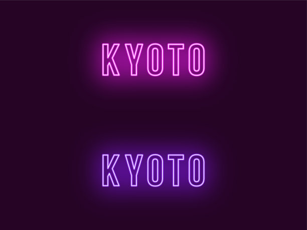 日本京都的霓虹灯名称。向量的文本图片下载
