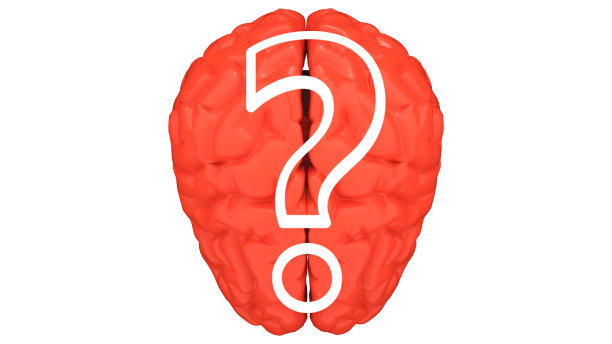 人脑和一个问号。三维演示图片下载