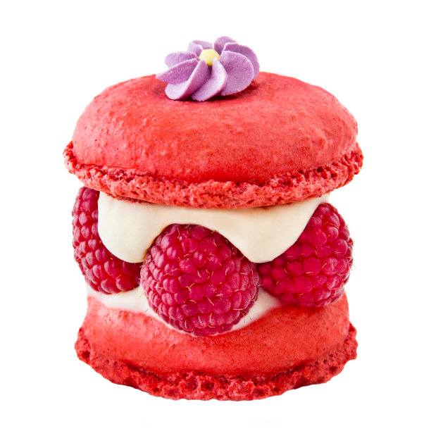 奶油和覆盆子的马卡龙图片下载