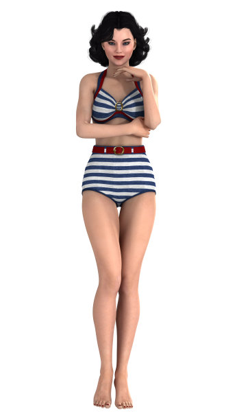 3D渲染复古海报女郎在白色图片下载