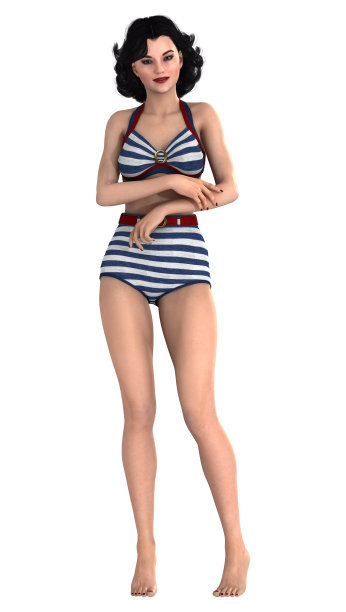 3D渲染复古海报女郎在白色图片下载