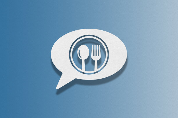 蓝色背景上的语音泡泡，食物图片下载