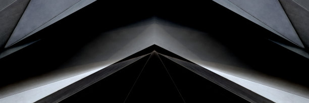 玻璃和钢。数字渲染特写图像的建筑片段在黑暗中。抽象的深色现代建筑背景。图片下载