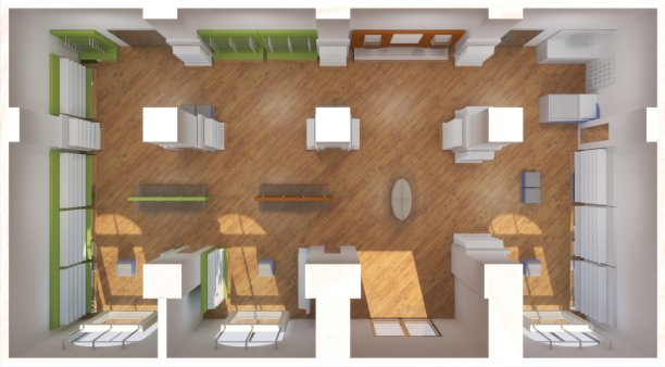 商店，商店，购物中心，室内可视化，3D插图图片下载