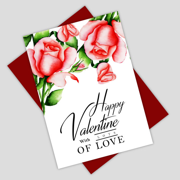 水彩情人花贺卡图片下载