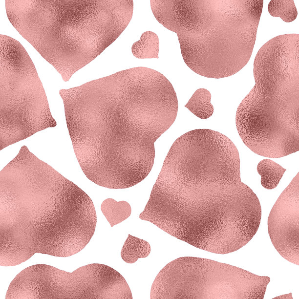 玫瑰金的心。情人节无缝模式图片下载