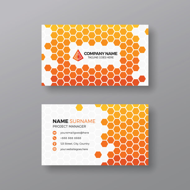 带有蜂窝图案的名片模板图片下载