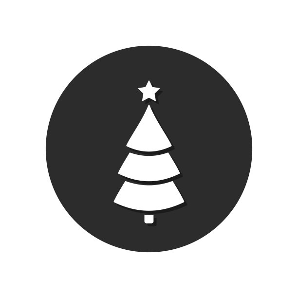 圣诞树图标在圆形背景与长影子。矢量插图，圣诞平面设计图片下载