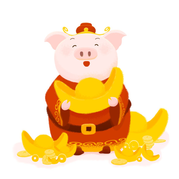 卡通猪装扮成中国的财神图片下载